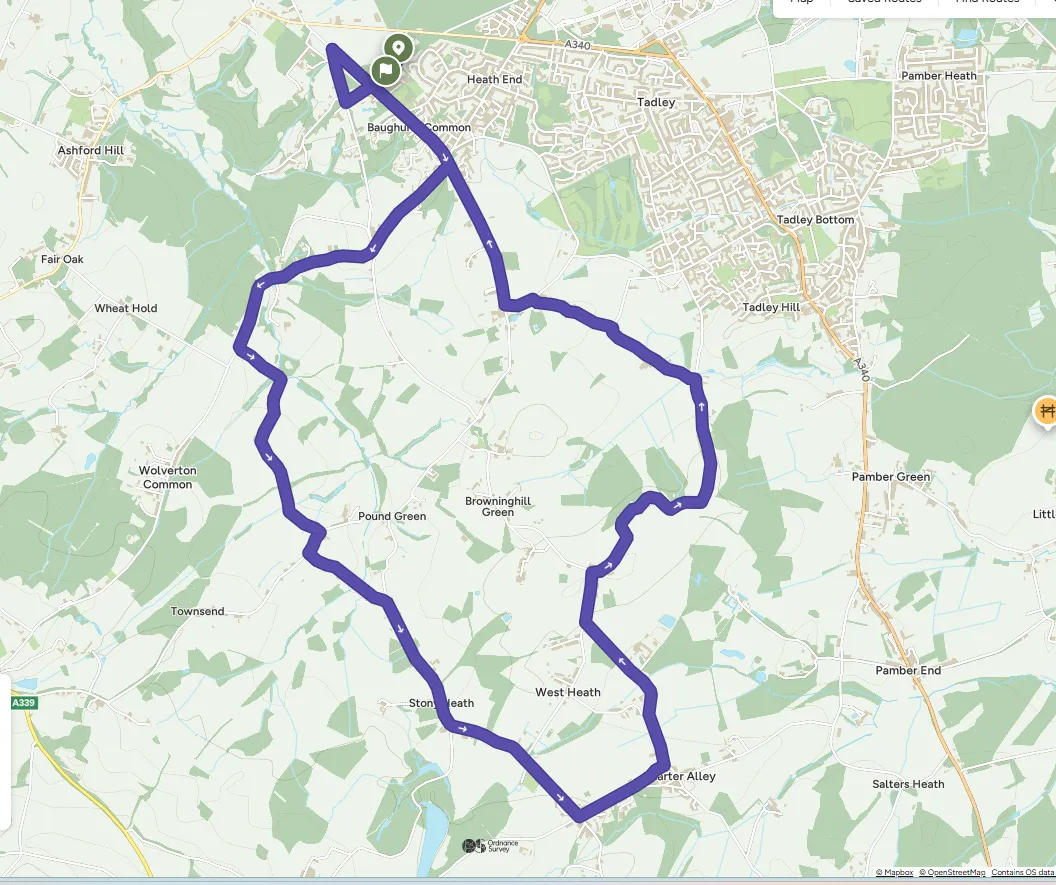 Tadley 10 Mile Course Map